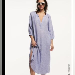 Zara 100% linen tunic dress sz:S/Xs